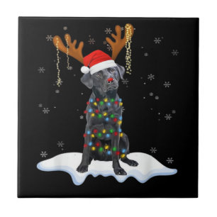Azulejo Perro de pijama de luz de árbol de Navidad Labrado