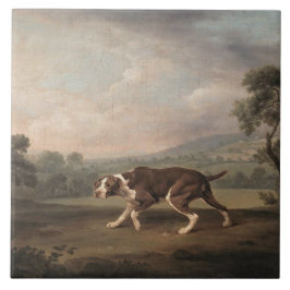 Azulejo Perro de puntero español (por George Stubbs)