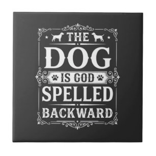 Azulejo Perro Divertido Dios Deletreado Al Revés