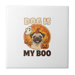 Azulejo Perro Es Boo Pug Halloween Fantasma Calabaza