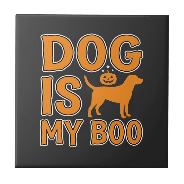 Azulejo Perro Es Mi Boo Halloween Perro (Frente)