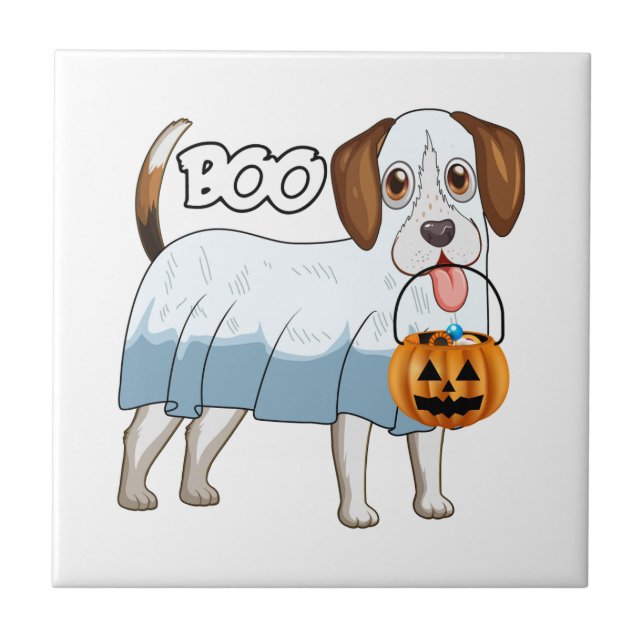 Azulejo Perro Fantasma Beagle Halloween (Frente)