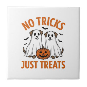 Azulejo Perro Fantasma Divertido Halloween Sin Trucos Solo