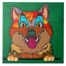 Azulejo Perro feo Akita cara cerámica