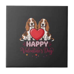 Azulejo Perro Floral de San Valentín Basset Hound