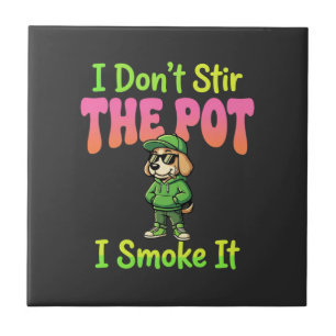 Azulejo Perro fumador de marihuana divertido