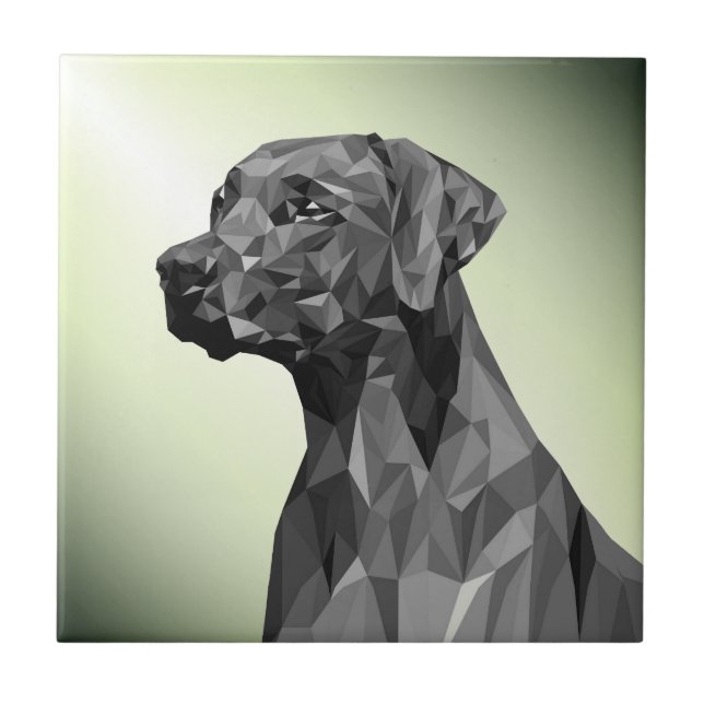 Azulejo Perro geométrico gris verde (Frente)