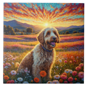 Azulejo perro Golden Doodle