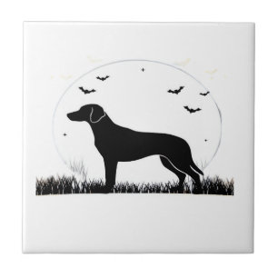 Azulejo Perro Harrier � Silueta de la luna de Halloween Cl