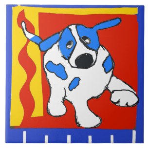 Azulejo Perro, holandés Delft Look