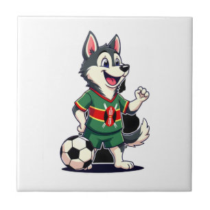 Azulejo Perro Husky Divertido Bailando Dabbing Kenia Fútbo