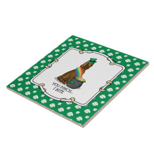 Azulejo Perro irlandés del Día de San Patricio (rojo 1) Gr