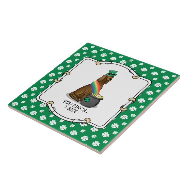 Azulejo Perro irlandés del Día de San Patricio (rojo 1) Gr (Lado)