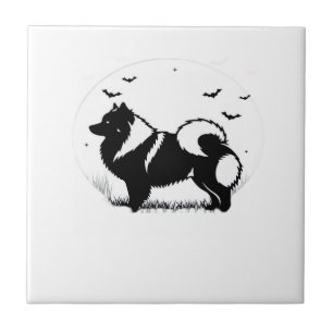 Azulejo Perro Keeshond � Silueta Clásica de Luna de Hallow