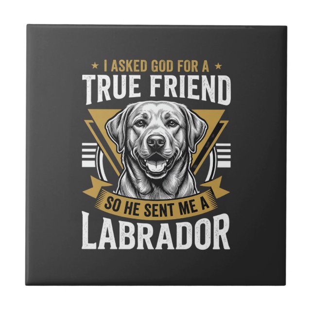 Azulejo Perro Labrador amigo verdadero (Frente)