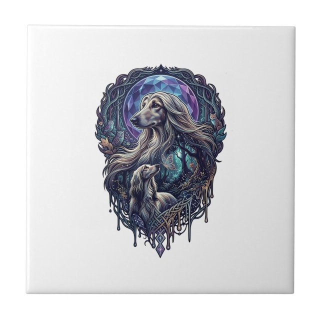 Azulejo Perro Luna de Cristal Bosque Encantado_1 (Frente)