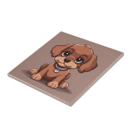 Azulejo Perro marrón lindo
