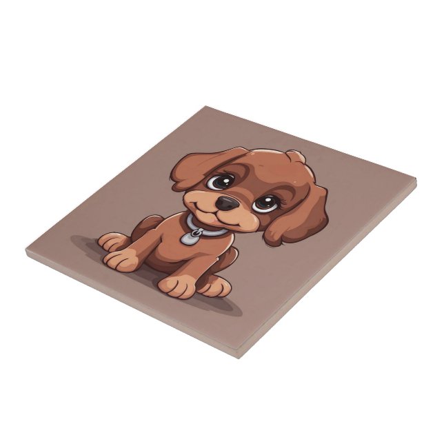 Azulejo Perro marrón lindo (Lado)