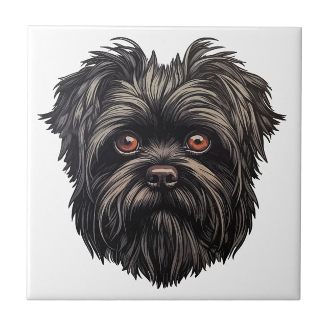 Azulejo Perro mono Affenpinscher Affens Terrier (Frente)