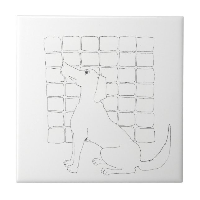 Azulejo Perro original dibujando tela china de año 2018 (Frente)