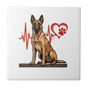 Azulejo Perro pastor belga latido de corazón pata corazón