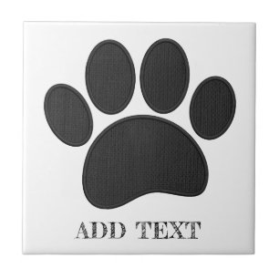 Azulejo Perro Pawprint Faux Embroidery Personalizado Texto