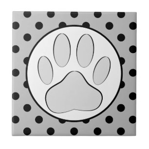 Azulejo Perro Pawprint Polka puntos alrededor del marco
