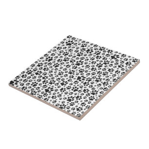 Azulejo Perro Paws Black and White Polka Dot
