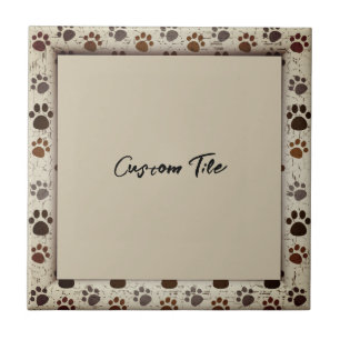Azulejo Perro Paws Frame Black Tan Personalizado   Mosaico