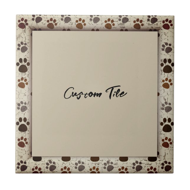 Azulejo Perro Paws Frame Black Tan Personalizado | Mosaico (Frente)