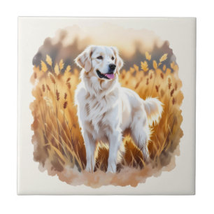 Azulejo Perro Retriever Dorado Blanco