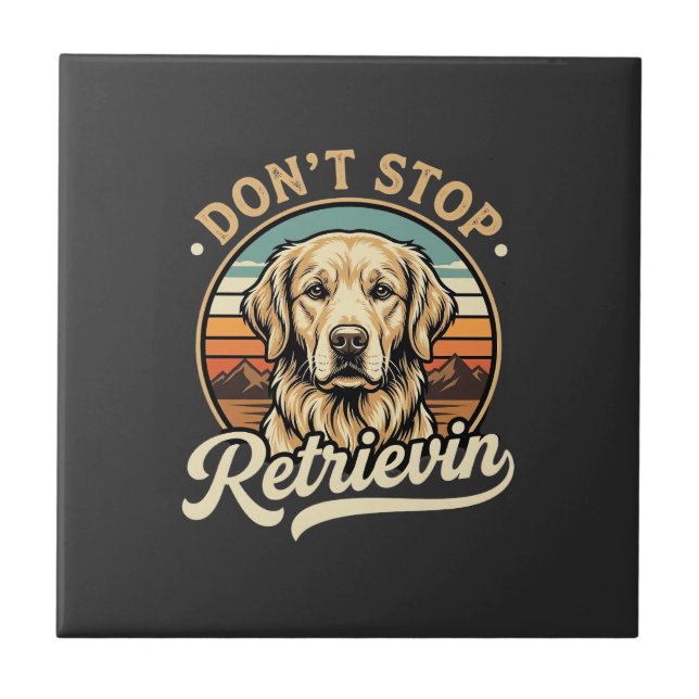 Azulejo Perro Retriever Dorado No Deja De Recuperar (Frente)