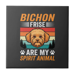 Azulejo Perro retro espíritu animal Bichon Frise