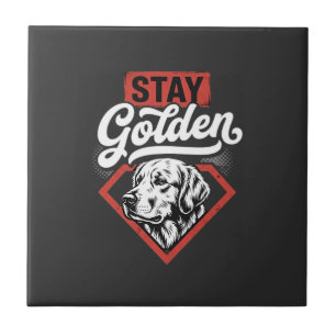 Azulejo Perro Retro Retriever Dorado Golden Mantente Dorad