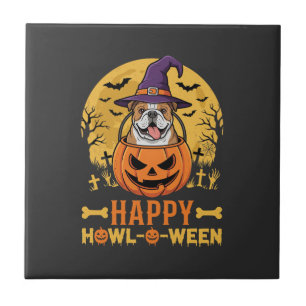Azulejo Perro salchicha divertido Halloween feliz Howl-O-W