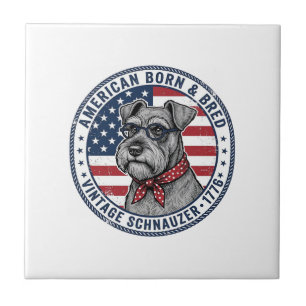 Azulejo Perro Schnauzer Patriótico Vintage