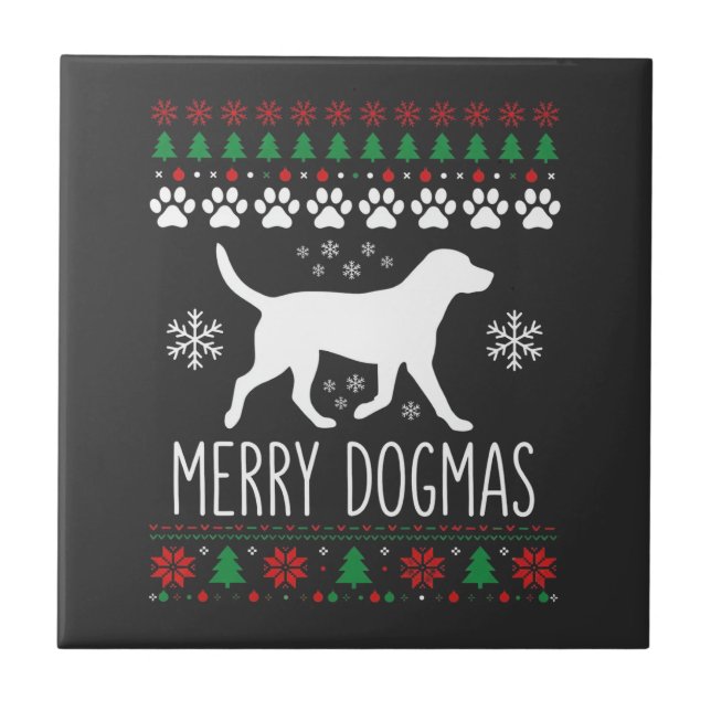 Azulejo Perro Vector de Navidad de Dogmas Alegres (Frente)