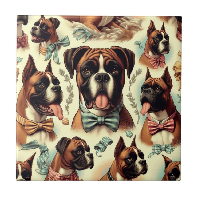 Azulejo Perro vintage Boxer Seamless (Frente)