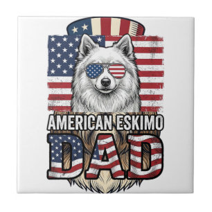Azulejo Perro vintage patriótico de padre esquimal america