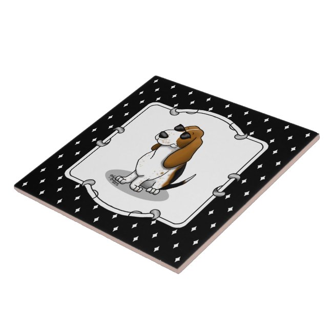 Azulejo Perro y gafas de sol del conjunto básico de Guay ( (Lado)