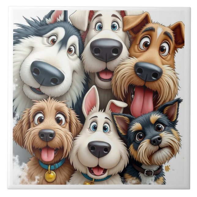 Azulejo Perros caprichosos lindos (Frente)