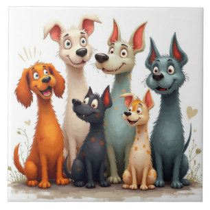 Azulejo Perros caprichosos lindos