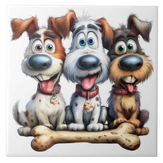 Azulejo perros divertidos (Frente)