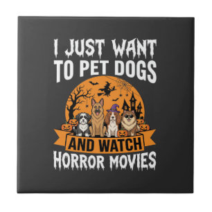 Azulejo Perros divertidos de Halloween Vectores de películ