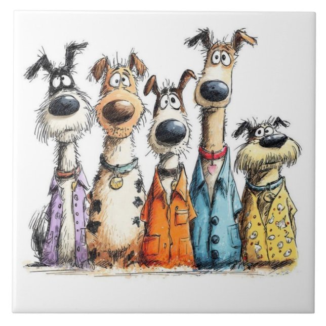 Azulejo Perros divertidos y caprichosos (Frente)