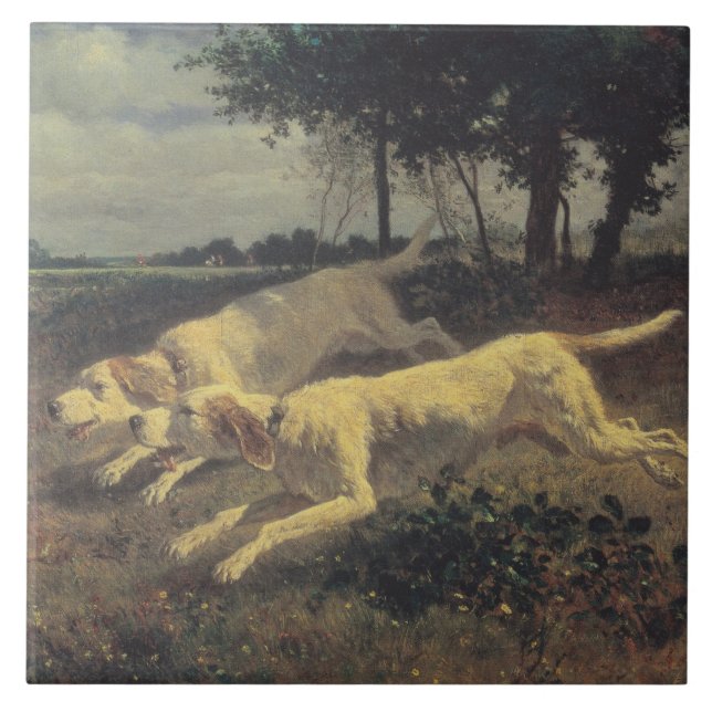 Azulejo Perros en ejecución (Beagles) (por Constant Troyon (Frente)