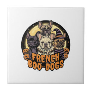 Azulejo Perros franceses Boo Halloween diseño de Bulldog f