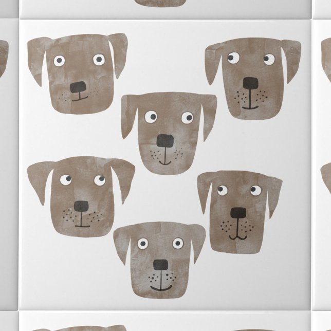 Azulejo Perros recuperadores de chocolate de chocolate lin (Fun Chocolate Labrador Retriever Dog ceramic tile)