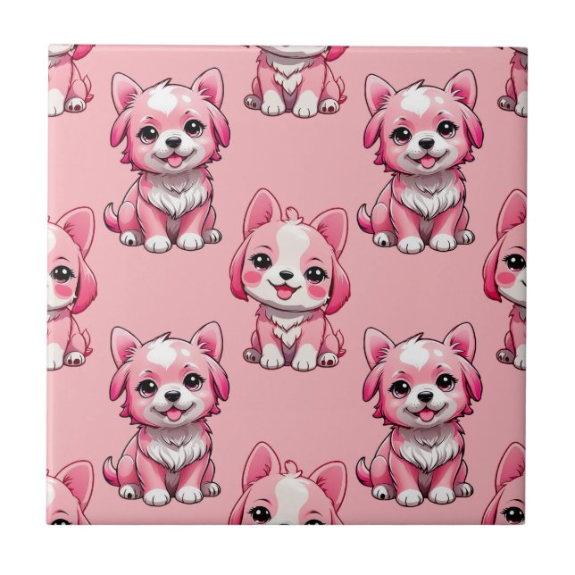 Azulejo Perros rosados lindos (Frente)