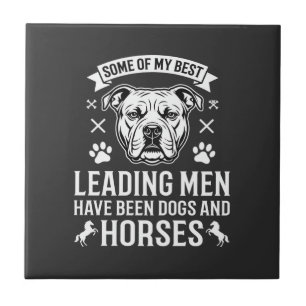 Azulejo Perros y caballos liderando hombres